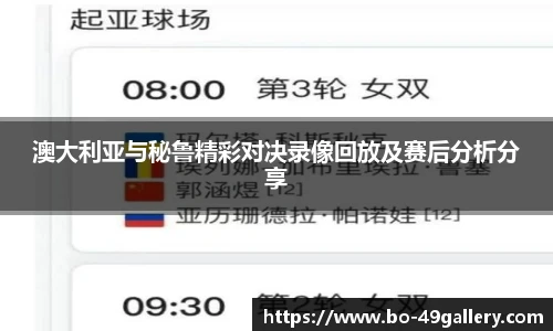 澳大利亚与秘鲁精彩对决录像回放及赛后分析分享